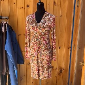 Max Mara dress Weekend Floral Long Sleeve Jersey stretch casual‎ comfort  Small